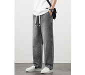 New in Vintage Fashion Men's Baggy Jeans Korean Fashion Drawstring Wide-leg Straight-leg Casual Denim Trousers Streetwear Male