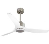 Ventilador de techo Reversible Termostato Dimable Wifi Motor DC Techos Inclinados Mando a Distancia Luz tres tonos Adaptador 2/3 Aspas Hypersilence Memoria