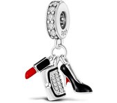 lápiz labial de tacón alto de Plata de Ley 925 para mujer y niña, colgante de bolsas, cuentas, abalorios para pulseras, collares, regalo de joyería