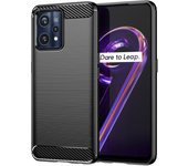 Funda para móvil Realme 9 Pro+/Realme 9 4G Carcasa Protectora Antigolpes Silicona Negra Diseño Fibra de Carbono Resistente Absorción de Choque [Compatible Carga Inalámbrica]