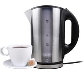 Adler AD 1216 Hervidor Agua Eléctrico, 1,7L,  Acero Inox., Resistencia Oculta, Inalámbrico, Apagado Automático, 2200W, Plata