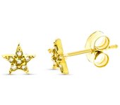 Pendientes Oro 9k niña 6 mm. forma estrella 6 diamantes 0.011ct.