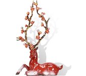 Figuras de ciervos Sika de porcelana, escultura de reno, figuras de animales, estatuas de cerámica, decoración del hogar, figura de arte de escritorio de 10 pulgadas, decoraciones artesanales coleccionables para sala de estar, fiesta (azul-L)