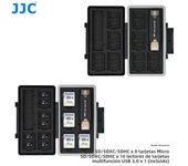 JJC Memory Card Case Memory Card Wallet for 16 MSD 8 SD Micro SD Card with Multifunctional Card Reader Water-Resistant
