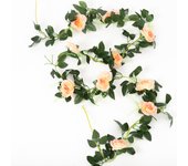2Pcs 2.2M Artificial White Flower Fake Rose Hanging Vines Plants Leaves Artificials Garland Flowers Wedding Party Decoration