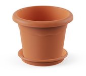 Plastiken - Pack Maceta Redonda con Plato Terra 16 X 12 Cm