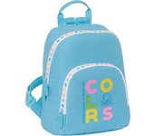 SAFTA - MINI MOCHILA BENETTON "SPRING" 30x25 cm - Mochila con Asas Ajustables y Espalda Ergonomica - Mochila con Compartimientos con Cremallera - Mochila Diseño Único y Licencia Oficial By BENETTON "SPRING"