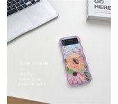 Cute Korean Oil Painting Flower Floral Lattice Wavy Case for Galaxy Z Flip 3 5G Z Flip3 Flip4 Zflip3 Zflip4 Z Flip 4 Fresh Cover