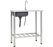 vidaXL FREGADERO DE CAMPING DE UN SENO Y GRIFO ACERO INOXIDABLE