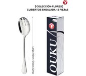 Mr.Spoon Serie Flores,Set Cubiertos ensalada y Cuchillo mantequilla 2, 6, 12 o 48 piezas,Acero inoxidable18/0,Económico y funcional,Set Cubiertos ensalada210mm,Cuchillo mantequilla165mm,Mango monobloque,Apto para lavavajillas,Para casa,hotel,restaurante