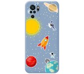 Tumundosmartphone Funda Silicona Líquida Azul para Xiaomi Redmi Note 10 / 10S diseño Espacio Dibujos