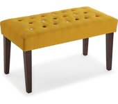 Versa Botones Taburete pie de cama para el Dormitorio, Banco para el Hall o la Entrada, Colorido, Medidas (Al x L x An) 43 x 40 x 80 cm, Algodón y Madera, Color Amarillo