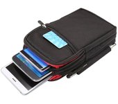 DFV mobile - Funda Multiusos con 4 Compartimentos para Cinturon para LG Stylo 6 (2020) - Negra (19x11.5cm)