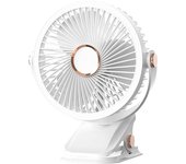 Ventilador portátil recargable 720 ° ajustable con ventilador de mesa de luz LED, pequeño mini ventilador personal USB alimentado por batería blanco