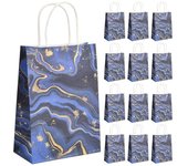 20 bolsas de regalo de papel, bolsas de regalo con asas, bolsa de papel para fiestas, bolsas de dulces, bolsas de regalo de mármol para envolver regalos de fiesta de boda de cumpleaños (azul)