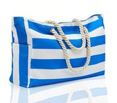 Striped Canvas Beach Bag, Large Capacity Shopping Bag, Fashion Travel Tote Bag, Ideal for Beach, Travel and Camping