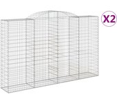 vidaXL Cestas de gaviones 2 uds forma de arco hierro Dimensiones 300 x 30 x 60/80 cm,  300 x 30 x 120/140 cm,  300 x 30 x 160/180 cm y mas