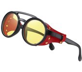 Glaciar a prueba de Viento montañismo Steampunk estilo Redondo vintage Gafas de Sol, Gafas Retro Para helbres Mujeres with Gafas laterales de Cuero, Cycling