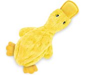 Juguete para perros arrugado para mascotas, lindo pato sin relleno con chirriador suave, divertido para interiores, peluche que no ensucia, mastica y juega, grande, amarillo