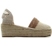 MACARENA JAVA 36 Sandalia,cuña de esparto,de pala,yute,suela de goma,rejilla,plataforma,cordones al tobillo,espadril, para señora