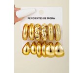 12pcs/Set Classic Fashion Twist C Shape Tear Drop Design Women's Gold-Color Earrings For Daily Workplace And Party Outfits 2024