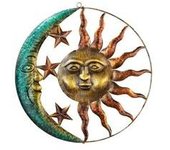 SOMY Decoraciones de Pared de Metal con Sol y Luna, Decoraciones Creativas de Pared con Sol y Luna, decoración de Pared para Interiores y Exteriores, Otra decoración de Pared
