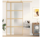 vidaXL Puerta Corredera Panel de Hogar Vidrio ESG Esmerilado y Aluminio Color Dorado,  Blanco,  Negro y mas