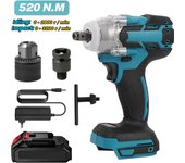Llave de impacto eléctrica inalámbrica sin escobillas 520n. M, llave recargable de 1/2 pulgadas, Herramientas Eléctricas compatibles con batería Makita de 18V, DIY para el hogar,Electricidad,Llave de impacto,Brushless