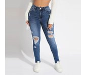 Women'S Skinny Trend Ripped Casual Fashion Small Foot Jeans Elastic Waist Drawstring Jeans Fashion Skinny Slim Ankle-Length Pant