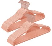 SONGMICS Percha de Terciopelo, Juego de 30, Antideslizantes, con Barra Corbata y Gancho Oro Rosa, 0,6 cm Espesor, Ahorra Espacio, 43,5 cm Largo, para Abrigo Vestido Pantalón, Rosa Claro/Negro/Blanco