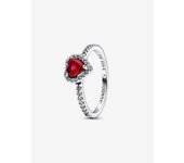 Rojo Elevado - Plata de Legislación Pandora - Anillo Corazón