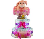 Hermosa Tarta de Pañales con Manta y Regalos Personalizados - Tiernos Momentos