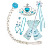 Kids Princess Cosplay Costume Plastic Crystal Tiara Snowflake Jewelry Necklace Earrings Kit Girl Elsa Anna Party Dress Accessory