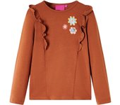 Camiseta infantil de manga larga color 92 en color Coñac/Rosa/Ocre