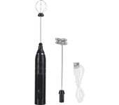 Espumador de leche eléctrico con carga USB, 3 velocidades, batidor de huevos, batidora de mano, suministros para el hogar, color negro