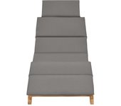 vidaXL Tumbona plegable con cojín madera maciza de teca Blanco, Gris, Sillas de Exterior Ideal para jardín, playa, piscina, terraza Tumbona Piscina Tumbonas Playa Tumbonas Jardín Exterior
