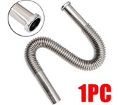 Sifón flexible de acero inoxidable, tubo de drenaje flexible para fregadero, baño, cocina, tubo de agua