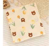 Cotton Muslin Cute Cartoon Printing Baby Swaddle Blanket Soft Breathable Newborn Baby Receiving Blanket For Infant Boys Girls