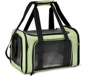 Transportín blando para gatos, perros y mascotas, transportador de viaje plegable para gatos grandes y perros pequeños con correa para el hombro y tapete extraíble, bolsa de transporte de malla para cachorros, hasta 16 libras, aprobado por la TSA (gris)