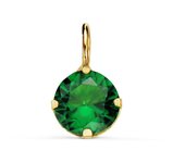 Colgante Oro 18k mujer 6 mm. piedra redonda color verde