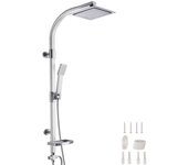 Tectake - Conjunto de ducha con rociador manual y bandeja para el jabón  Cumple la normativa vigente  Superficie con apariencia cromada  Rociadores superior y manual  Con tecnología de eliminación de depósitos de cal integrada