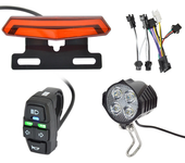 LED E-Bike Front Brake Rear Light Set 24/36/48V Bike Rack Lamp with Horn Headlight Switch Electric Bike Tail Light Accessories