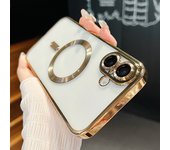 Plating For Magsafe Transparent Magnetic Phone Case For iPhone 16 Pro Max 15 14 13 Soft Silicone Gold Full Lens Camera Cover