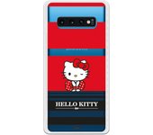 Funda original compatible con Samsung Galaxy S10 Plus - Hello Kitty Franjas Rojas y Negras