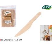 ALGON  SET DE 50 CUCHILLOS MADERA 16.5 CM DESECHABLES MADERA/BAMBÚ BIODEGRADABLE - Cuchillos Madera Desechables Biodegradables - Cuchillos Madera Desechables Resistentes  - Cuchillos Madera Desechables Reutilizables - Cuchillos Madera Afilados
