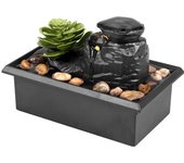 Tabletop Fountain Water Circulating LED Ring Lights Decor Flowing Water Ornaments Meditation Lucky Fortune Craft for Home Office