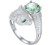 Sterling silver S925 moissanite 2 carat leopard head diamond ring advanced opening adjustable size versatile personality