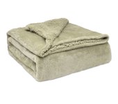 Briebe - Manta Sofá Invierno Grande Sedalina Lisa y Borreguito Polar Sherpa 220x240cm Calentita Gruesa, , Taupe