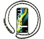 Funda Colgante Transparente para Realme Narzo 50 con Cordon Verde/Dorado