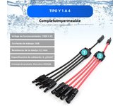 Power Solar Connectors 30A Y-Branch Cable, Solar Cable Parallel Adaptor in Pair for Solar Panel 1*M/FF+1*F/MM black red Power